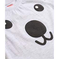 Babyhug 100% Cotton Knit Full Sleeves T-Shirt & Pyjama Night Suit with Bear Print - Grey & Red