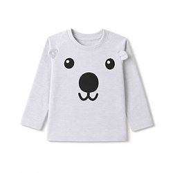 Babyhug 100% Cotton Knit Full Sleeves T-Shirt & Pyjama Night Suit with Bear Print - Grey & Red