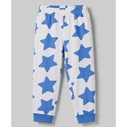 Babyhug 100% Cotton Knit Full Sleeves Co-Ords T-Shirt & Pyjama Night Suit with Star Print - Blue