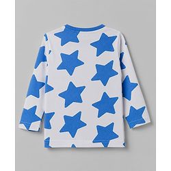 Babyhug 100% Cotton Knit Full Sleeves Co-Ords T-Shirt & Pyjama Night Suit with Star Print - Blue