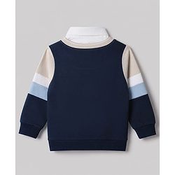 Babyhug 100% Cotton Knit Full Sleeves Sweatshirt with Brklyn New York City Embroidery and Stripes Print - Beige