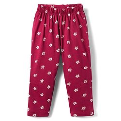 Babyhug 100% Cotton Knit Full Sleeves T-Shirts & Pajama Night Suit with Bunny Print - Maroon