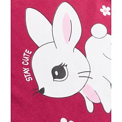 Babyhug 100% Cotton Knit Full Sleeves T-Shirts & Pajama Night Suit with Bunny Print - Maroon