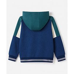 Babyhug 100% Cotton Knit Front Open Heavy Gauge Sweatshirt with Full Raglan Sleeves and Adventure Text Print - Navy Blue
