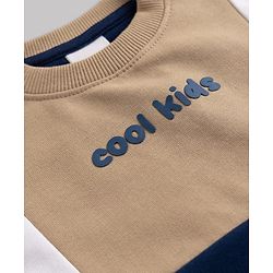 Babyhug Heavy Gauge 100% Cotton Knit Sweatshirt with Full Sleeves and Cool Kids Print - Navy Blue