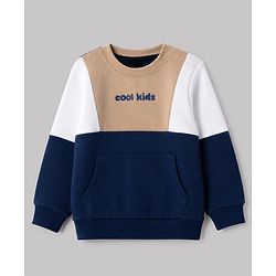Babyhug Heavy Gauge 100% Cotton Knit Sweatshirt with Full Sleeves and Cool Kids Print - Navy Blue