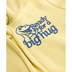 Babyhug Cotton Blend Fleece Knit Full Sleeves Hooded Heavy Gauge Sweatshirt With Dinosaur Print - Lemon/Light Yellow