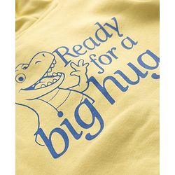 Babyhug Cotton Blend Fleece Knit Full Sleeves Hooded Heavy Gauge Sweatshirt With Dinosaur Print - Lemon/Light Yellow