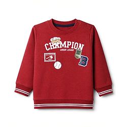 Babyhug Heavy Gauge 100% Cotton Knit Sweatshirt with Full Sleeves and Champion Text Print - Red