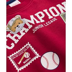 Babyhug Heavy Gauge 100% Cotton Knit Sweatshirt with Full Sleeves and Champion Text Print - Red