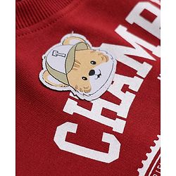 Babyhug Heavy Gauge 100% Cotton Knit Sweatshirt with Full Sleeves and Champion Text Print - Red