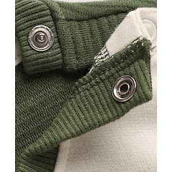 Babyhug 100% Cotton Ottoman Knit Heavy Gauge Sweatshirt with Full Sleeves and Striped Coler Block with Fun Time Patch - Green