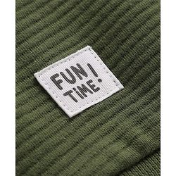 Babyhug 100% Cotton Ottoman Knit Heavy Gauge Sweatshirt with Full Sleeves and Striped Coler Block with Fun Time Patch - Green