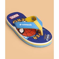 Cute Walk by Babyhug Marvel Slip On Flip Flops with Spider Man Print -  Blue
