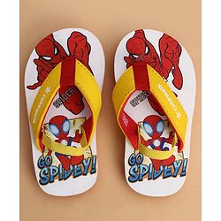 Cute Walk by Babyhug Marvel Slip On Flip Flops with Spider Man Print -  White & Red