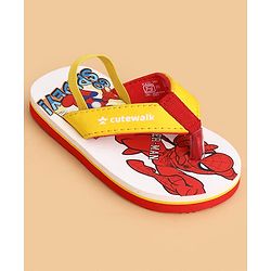 Cute Walk by Babyhug Marvel Slip On Flip Flops with Spider Man Print -  White & Red