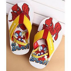 Cute Walk by Babyhug Marvel Slip On Flip Flops with Spider Man Print -  White & Red