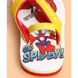 Cute Walk by Babyhug Marvel Slip On Flip Flops with Spider Man Print -  White & Red