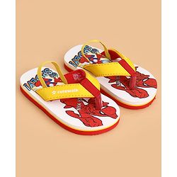 Cute Walk by Babyhug Marvel Slip On Flip Flops with Spider Man Print -  White & Red