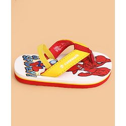 Cute Walk by Babyhug Marvel Slip On Flip Flops with Spider Man Print -  White & Red