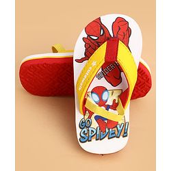 Cute Walk by Babyhug Marvel Slip On Flip Flops with Spider Man Print -  White & Red
