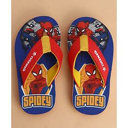 Cute Walk by Babyhug Marvel Slip On Flip Flops with Spider Man Print -  Blue & Red