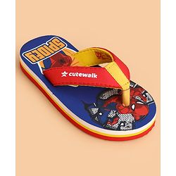 Cute Walk by Babyhug Marvel Slip On Flip Flops with Spider Man Print -  Blue & Red