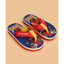 Cute Walk by Babyhug Marvel Slip On Flip Flops with Spider Man Print -  Blue & Red
