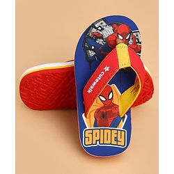Cute Walk by Babyhug Marvel Slip On Flip Flops with Spider Man Print -  Blue & Red