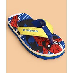 Cute Walk by Babyhug Marvel Slip On Flip Flops with Spider Man Print - Yellow