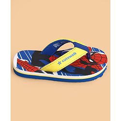 Cute Walk by Babyhug Marvel Slip On Flip Flops with Spider Man Print - Yellow