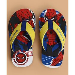 Cute Walk by Babyhug Marvel Slip On Flip Flops with Spider Man Print - Yellow