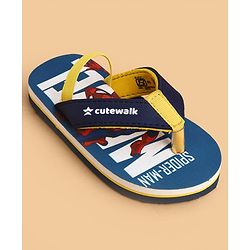 Cute Walk by Babyhug Marvel Slip On Flip Flops with Spider Man Print - Blue