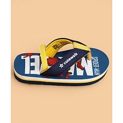 Cute Walk by Babyhug Marvel Slip On Flip Flops with Spider Man Print - Blue