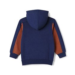 Babyhug 100% Cotton Knit Full Sleeves Front Open Heavy Gauge Hooded Sweatshirt with Los Angeles Print - Navy Blue & Brown
