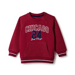 Babyhug Heavy Gauge 100% Cotton Knit Sweatshirt with Full Raglan Sleeves & Chicago Text Print - Red