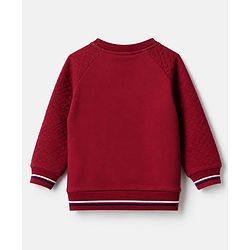 Babyhug Heavy Gauge 100% Cotton Knit Sweatshirt with Full Raglan Sleeves & Chicago Text Print - Red