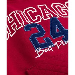 Babyhug Heavy Gauge 100% Cotton Knit Sweatshirt with Full Raglan Sleeves & Chicago Text Print - Red