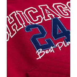 Babyhug Heavy Gauge 100% Cotton Knit Sweatshirt with Full Raglan Sleeves & Chicago Text Print - Red