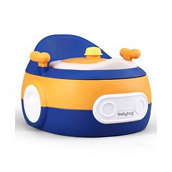 Babyhug 3-In-1 Baby Toilet Training Seat with Anti-Slip Pads - Blue Orange| Removable Potty Pot| Potty Training Seat| Potty Seat Potty Chair & Step Stool| for Kids 1-5 Years