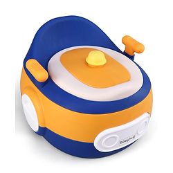 Babyhug 3-In-1 Baby Toilet Training Seat with Anti-Slip Pads - Blue Orange| Removable Potty Pot| Potty Training Seat| Potty Seat Potty Chair & Step Stool| for Kids 1-5 Years