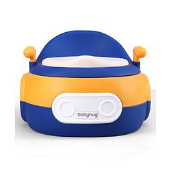 Babyhug 3-In-1 Baby Toilet Training Seat with Anti-Slip Pads - Blue Orange| Removable Potty Pot| Potty Training Seat| Potty Seat Potty Chair & Step Stool| for Kids 1-5 Years