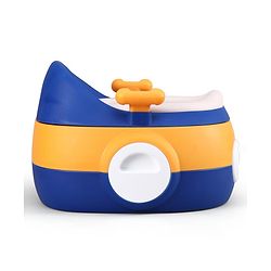 Babyhug 3-In-1 Baby Toilet Training Seat with Anti-Slip Pads - Blue Orange| Removable Potty Pot| Potty Training Seat| Potty Seat Potty Chair & Step Stool| for Kids 1-5 Years