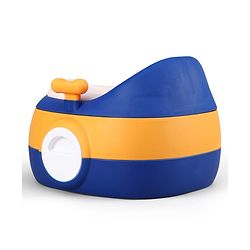 Babyhug 3-In-1 Baby Toilet Training Seat with Anti-Slip Pads - Blue Orange| Removable Potty Pot| Potty Training Seat| Potty Seat Potty Chair & Step Stool| for Kids 1-5 Years