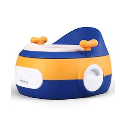 Babyhug 3-In-1 Baby Toilet Training Seat with Anti-Slip Pads - Blue Orange| Removable Potty Pot| Potty Training Seat| Potty Seat Potty Chair & Step Stool| for Kids 1-5 Years
