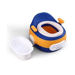 Babyhug 3-In-1 Baby Toilet Training Seat with Anti-Slip Pads - Blue Orange| Removable Potty Pot| Potty Training Seat| Potty Seat Potty Chair & Step Stool| for Kids 1-5 Years