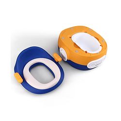 Babyhug 3-In-1 Baby Toilet Training Seat with Anti-Slip Pads - Blue Orange| Removable Potty Pot| Potty Training Seat| Potty Seat Potty Chair & Step Stool| for Kids 1-5 Years