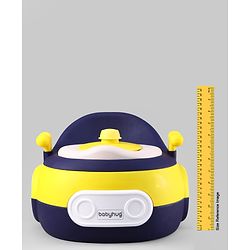 Babyhug 3-In-1 Baby Toilet Training Seat with Anti-Slip Pads - Blue Yellow| Removable Potty Pot| Potty Training Seat| Potty Seat Potty Chair & Step Stool| for Kids 12 months - 5 Years