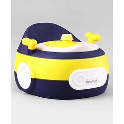 Babyhug 3-In-1 Baby Toilet Training Seat with Anti-Slip Pads - Blue Yellow| Removable Potty Pot| Potty Training Seat| Potty Seat Potty Chair & Step Stool| for Kids 12 months - 5 Years