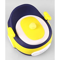 Babyhug 3-In-1 Baby Toilet Training Seat with Anti-Slip Pads - Blue Yellow| Removable Potty Pot| Potty Training Seat| Potty Seat Potty Chair & Step Stool| for Kids 12 months - 5 Years